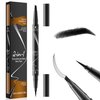 Microblading Eyebrow Pencil, Curved Eyebrow Pen, Magic Eye Brow Pencil for Women with 4-Fork-Tip & Precise Brush-Tip, Natural Hair Like Eye Contouring Pen, Last All Day(Black)