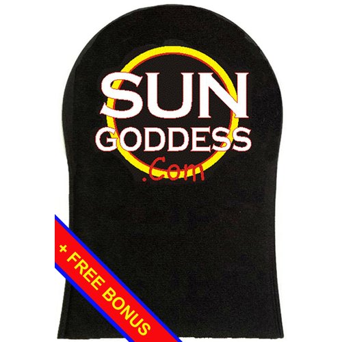 Sun Goddess - Sunless Self Tanning Applicator Mitt + FREE BONUS: (1) Sunless Self Tanner Sample + (1) Pair of Sunless Self Tanning Applicator Gloves - Best Sunless Self Tanning Lotion/Gloves/Mitt