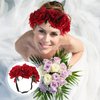 SOLUSTRE Christmas Flower Crown Headband Floral Wreath Red Crown Forest Woodland Wedding Headpiece Hair Wreath for Women Girl Gift Holiday (Red)