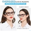 MARE AZZURO Cat Eye Reading Glasses Women Oversized Readers 1.00 1.25 1.50 1.75 2.00 2.25 2.50 2.75 3.00 3.50 4.00 5.00 6.00 (Grey, 3.0)