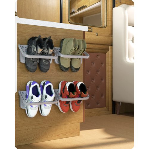 Baffect Hanging Shoe Organizer 4 pieces,Shoe Holder Foldable Wall Mounted Shoe Rack Hanging Shelf for Shoes Storage Rack Wall Shelf for Shoes (Gray)