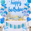 BEISHIDA Blue Happy Birthday Balloons Banner 16 Inch Mylar Foil Birthday Letters Balloons for Kids Adults Ocean Theme Party Decorations Supplies