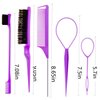 Advent Calendar 2024 Christmas Gift ZVOREL 8Pcs Hair Brushes Set with 4Pcs Topsy Hair Tail Tools 1Pcs Bristle Teasing Hair Brush 1Pcs Edge Control Brush 2Pcs Metal Pin Rat Tail Combs for purple