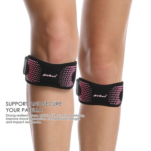 HiRui 2 Pack Patella Tendon Knee Straps, Knee Brace Knee Support Patellar Stabilizer for Running Hiking Tennis Jumping Arthritis Tendonitis Pain Relief-Adjustable (Gray)