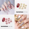 XEAOHESY 40 Pieces Gold and Silver Alloy Heart Charms for Nails Love Heart Nail Charms Gems Christmas Heart Nail Studs Inlaid Rhinestone Pearls for Women Girls Valentine's Day Nail Art