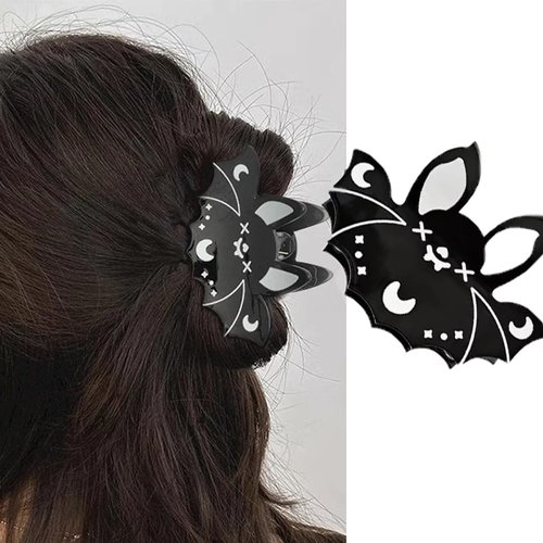 Halloween Hair Claw Clips Hair Claw for Women 1Pcs Black Bat Hair Claw Clips for Thick Hair Black Hair Clips Hair Clips Resin Hair Clips Black Cute Bat Halloween Clips Cute Hair Clips Accessories