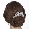 Latious Flower Bride Wedding Hair Comb Silver Bridal Leaf Hair Piece Crystal Hair Clip Prom Hair Accessories for Women and Girls
