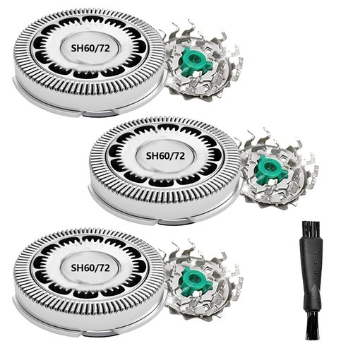 SH60/72 Replacement Head Blades Series 6000 Compatible with Philips Norelco 6000 Replacement Blades,for Series 6000 Electric Shaver Razors S6880/81,S6850/85,S6810/82,With Cleaning Brush