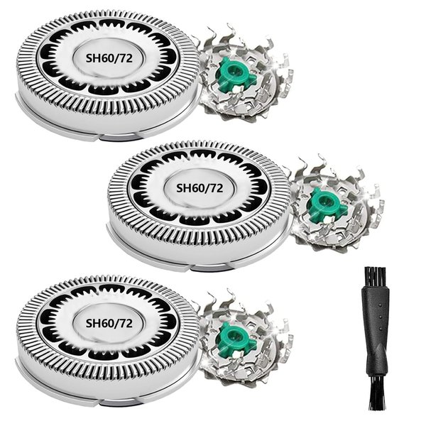 SH60/72 Replacement Head Blades Series 6000 Compatible with Philips Norelco 6000 Replacement Blades,for Series 6000 Electric Shaver Razors S6880/81,S6850/85,S6810/82,With Cleaning Brush