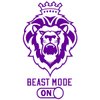 VWAQ Lion Beast Mode On Wall Decal Inspirational Attitude Quote Motivational Wall Art Stickers (30" H X 17" W, Purple)