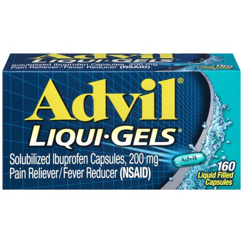 Advil Liqui-Gels Pain Reliever and Fever Reducer, Pain Medicine for Adults with Ibuprofen 200mg for Headache, Backache, Menstrual Pain and Joint Pain Relief - 160 Liquid Filled Capsules