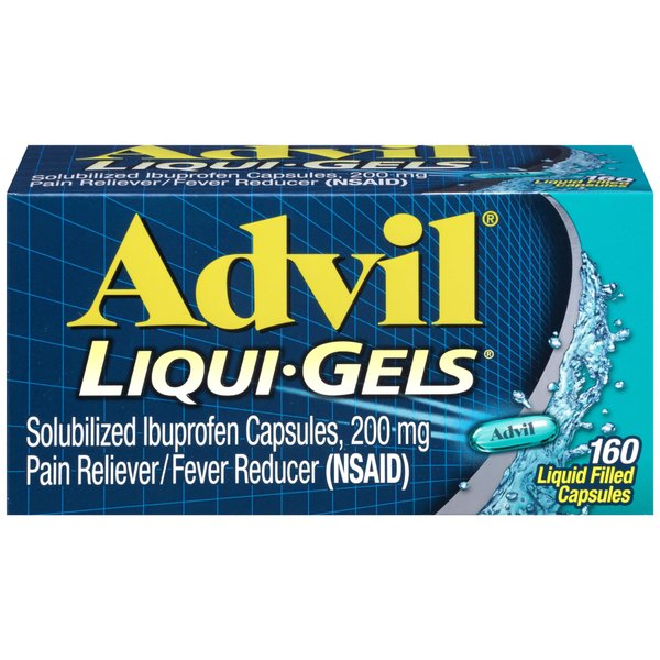 Advil Liqui-Gels Pain Reliever and Fever Reducer, Pain Medicine for Adults with Ibuprofen 200mg for Headache, Backache, Menstrual Pain and Joint Pain Relief - 160 Liquid Filled Capsules