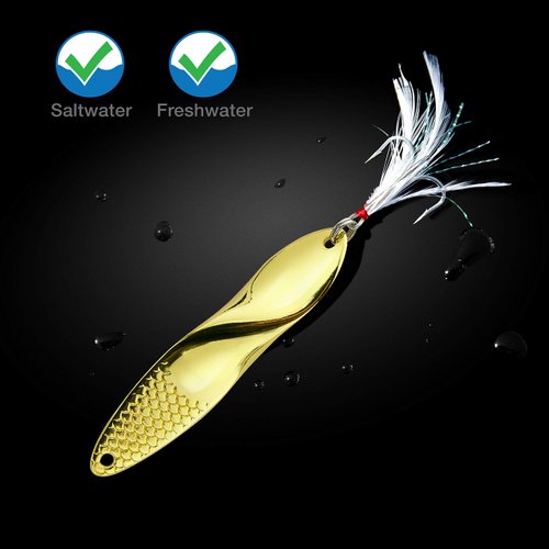 Fishing Lures Trout Set of 2 Treble Hooks Bass Metal Fishing Lure Silver/Gold 1oz 28gm Propeller Shape
