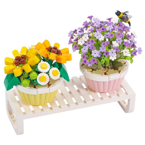 Chodia Flower Bouquet Building Block Set Mini Sunflower Bonsai Tree Toys Kits for Adults 2PCS Cute Pot Plants with Shelf Birthday Anniversary for Girlfriend Women Kids 8+ 8-12 (543 PCS)