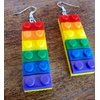 Long Colorful Lego Building Blocks Dangle Earrings by Pashal