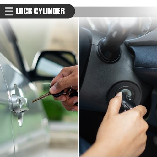 Motoforti Lock Cylinder Kit, Ignition Lock Cylinder, Door Lock Cylinder, for Toyota Tacoma 1995-2004, Metal, with 2 Keys, No.69051-35070, Silver Tone, 1 Set