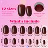 AddFavor Oval Press on Nails Short Fake Nails, 240pcs Burgundy Nails Press on Almond False Nail Full Cover Acrylic Nail for Women and Girls