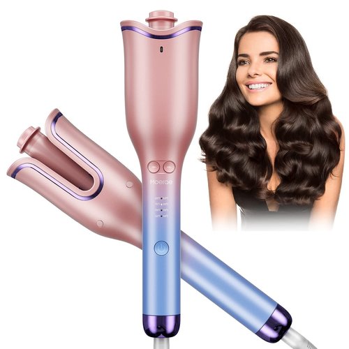 MOERAE Curling Iron with Auto Spin, 4 Temperature Settings & 1" Rotating Barrel, 360° Hair Wand for Fast Heating & Styling