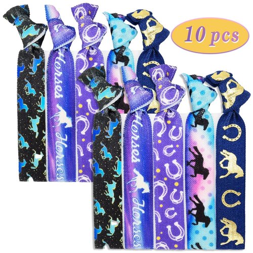 10pcs Elastic Hair Ties for Girls Women Cute Ribbon Ponytail Holders No Damage Knotted Hair Bands-Horse Hair Tie