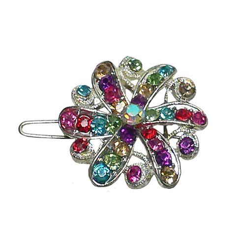 Small Medallion Barrette Snap On Hair Clip for Toddlers and Young Girls U86250-1719multi