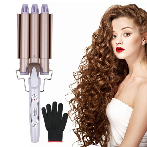 Layhou Hair Curling Iron 3-Barrel 22mm Egg Roll Hair Curler Hair Waver Hair Crimper Adjustable Hair Styling Tool