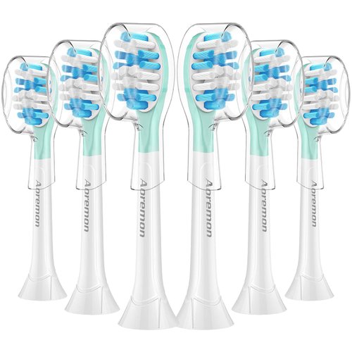 Aoremon Replacement Toothbrush Heads for Philips Sonicare C3 Premium Plaque Control HX9044/65 G3 Premium Gum Care HX9054/65, 6 Brush Heads, White