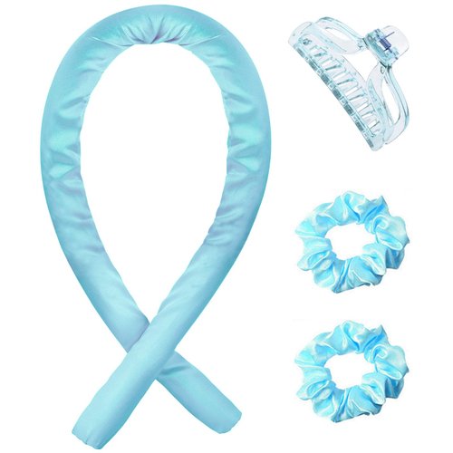 Heatless Curls,Heatless Hair Curlers for Long Hair,Heatless Curls Headband to Sleep in,Overnight no Heat Curling Rollers Styling Tool Set for Girls and Women (Blue)
