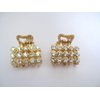 Generic Small mini gold square shaped metal hair claw clip with crystals (Primary color: Clear), 1 Count (Pack of 1)
