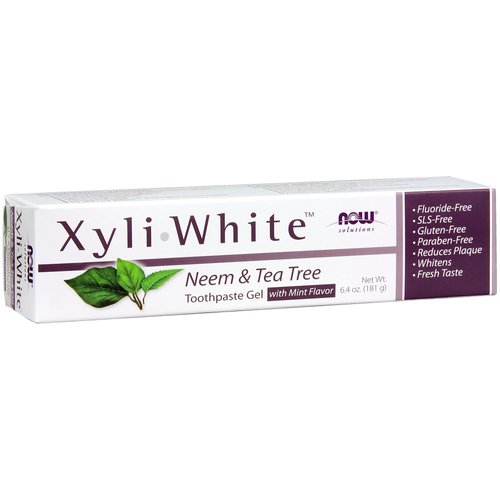 NOW Solutions, Xyliwhite™ Toothpaste Gel, Neem and Tea Tree, Cleanses and Whitens, Clean and Fresh Taste, 6.4-Ounce