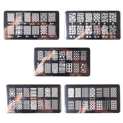 WOKOTO 5 Pieces Nail Stamping Plates Kit Floral Geometric Mosaic Image Stamp Set For Nail Art Stamp Stamping Templates Kit