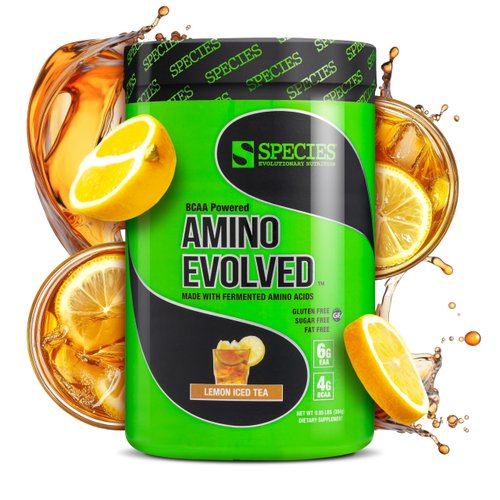 Species Nutrition Amino Evolved EAA & BCAA Powder, Fermented Amino Acids, Branched Chain Amino Acid Muscle Recovery & Endurance, Pre & Post Workout Supplement (Lemon Iced Tea, 30 Servings)