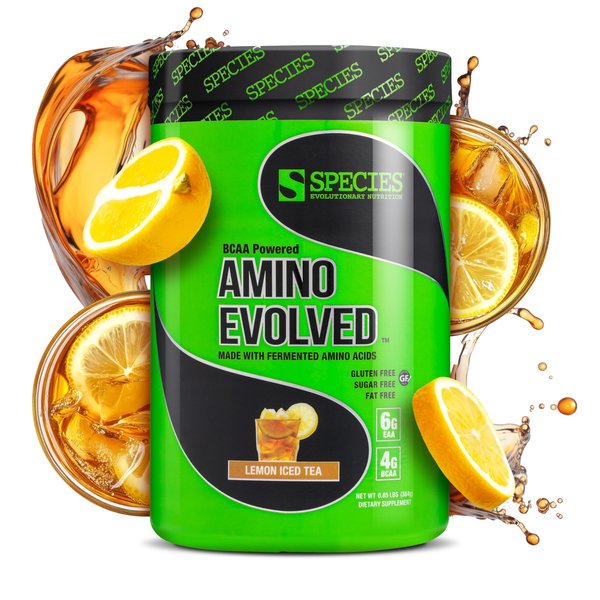 Species Nutrition Amino Evolved EAA & BCAA Powder, Fermented Amino Acids, Branched Chain Amino Acid Muscle Recovery & Endurance, Pre & Post Workout Supplement (Lemon Iced Tea, 30 Servings)