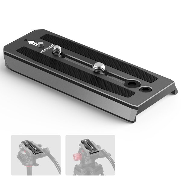 NEEWER 501PL Tripod Fluid Head Quick Release Plate Compatible with Manfrotto MVH500AH MVH502AH, Camera Mounting Plate with 1/4" and 3/8" Screws, Anti Off Pin for GM001 GM002 GM006 Fluid Heads, QR5