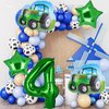 5Pcs Tractor Balloons, Green Tractor Birthday Number Mylar Foil Balloon Farm Theme 4th Birthday Party Supplies Decor (4th)