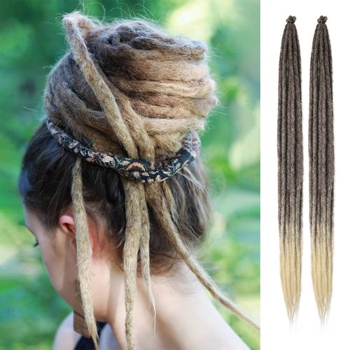 SAVASANA 30 Inch Dreadlock Extensions 20 Strands Boho Style Crochet Hair Dreads Synthetic Single Ended Hippie Loc Hair Extensions Light Brown Blonde Handmade Crochet Braids for Women & Men