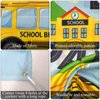 LLMSIX Wheels on The Bus Birthday Decorations School Bus Birthday Party Decorations Yellow School Bus Birthday Party Decoration Backdrop Banner for Boys Girls Birthday Favor Car Bus Train Theme Party