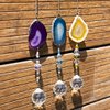 H&D HYALINE & DORA Pack 3pcs Suncatcher Hanging 30mm Crystal Ball with Agate Slices Wind Chimes Ornaments Decor for Window Home Garden