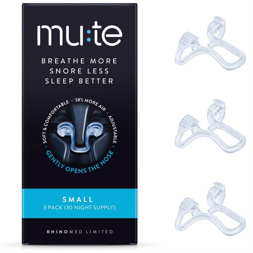Mute by Rhinomed Nasal Dilator for Snore Reduction | Small 3pk | Increase Airflow | Anti Snoring Devices | Nasal Dilators for Sleeping | Internal Nasal Dilator | Snoring Solution | Transparent