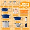 Veitch fairytales Kids Play Kitchen Toy Accessories Set Toddler Cooking Playset Colorful Stainless Steel Pots and Pans Birthday Gifts for 3+ Girls Boys (Blue)