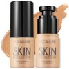 FOCALLURE 2 Pcs Liquid Foundation, Skin Evolution Foundation + Concealer, Full Coverage Foundation Makeup, Durable, Waterproof, Oil-Control, Hides Wrinkles & Lines, Natural Tan