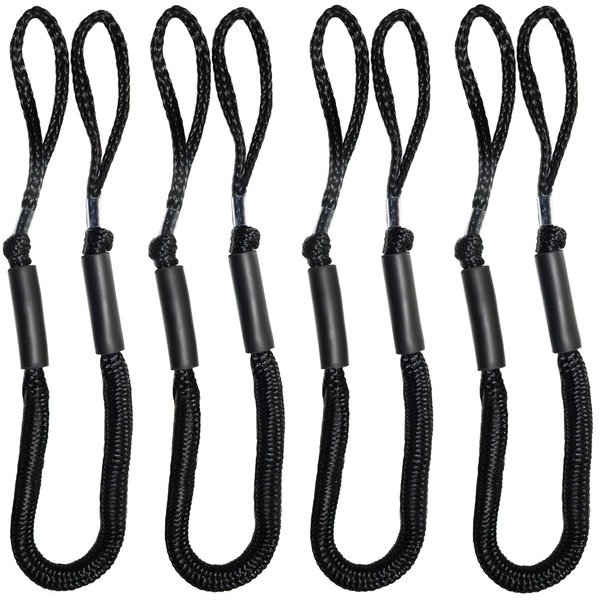 4pcs Bungee Boat Dock Lines 4 Feet Black Dockline Mooring Rope Boat Accessories Docking Lines