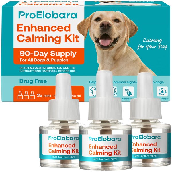 ProElobara Dog Calming Pheromone Diffuser Refills: Dog Calming Pheromones Diffuser Refills - Reduces Stress & Anxiety Calming Pheromone Diffuser Refill for Dogs - 3 Refills / 90 Day Supply