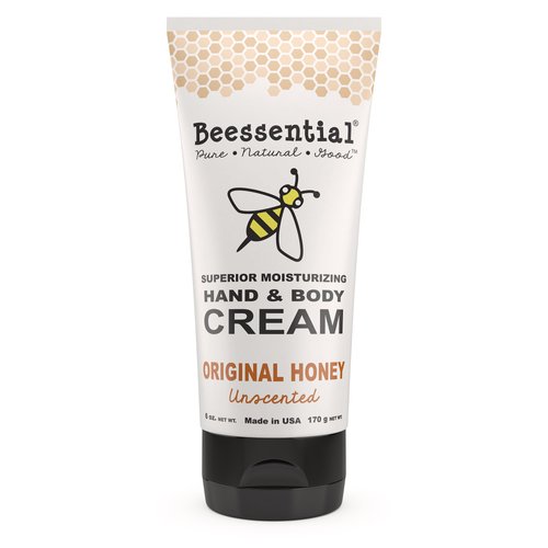 Beessential All Natural Hand And Body Cream, Original Honey Essential Oils, with Moisturizing Shea & Cupuacu Butter, Olive Oil, Beeswax, Fragrance Free - Made in the USA, 6 oz