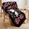 Just A Girl Who Loves Birds Throw Blanket Cute Flower Floral Print Blankets Gifts for Couch Sofa Bed Stuff Decor Soft Cozy Fleece Plush Flannel Bedding for Lover Women Girls Kids Adults 40"x50"