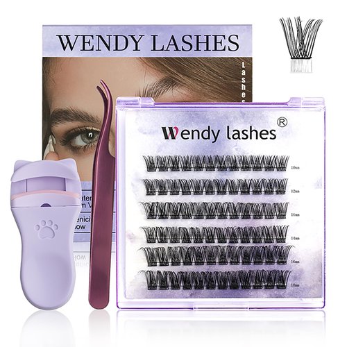 Self Adhesive Eyelashes Lash Clusters Press On Eyelash Clusters Kit Lash Extension Kit Pre-Glued DIY Eyelash Extensions No Glue No Remover Lashes Self Application(Natural,D10-18mm Mixed)