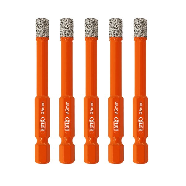 BGTEC Dry Diamond Drill Bits 5pcs 1/4" with Quick Change Hex Shank for Granite Marble Porcelain Tile Ceramic