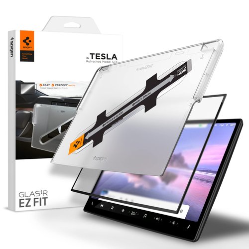 Spigen Tempered Glass Screen Protector [GlasTR EZ FIT] Designed for Tesla Model S (2021/2022/2023/2024), Tesla Model X (2021/2022/2023/2024) 17 inch Dashboard Touchscreen - Matte/Anti Fingerprint