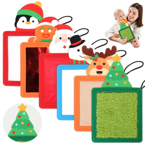 CiyvoLyeen Sensory Tiles 6pcs Sensory Mats for Christmas Tactile Sensory Toys Textured Tile Mat Wall Panel Santa Reindeer Xmas Tree Design Sensory Boards Autism Gift