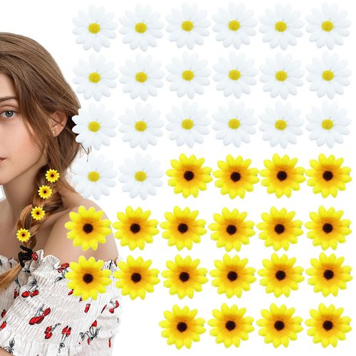 40 PCS Daisy Hair Clips, Sweet Flower Side Hair Clips Small Sun Flower HairPins Mini Flower Hair Clips Hair Accessories for Bridesmaid Girls Women Beach Wedding Decor