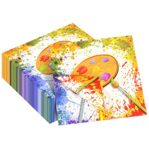 60 Pack Art Party Decorations Napkins, 13 x 13 Inches Paint Party Napkins for Birthday Party Supp...